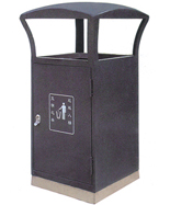 黑色四面投口鋼制垃圾桶HT-GZ4300