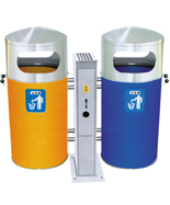 雙色分類圓形鋼板垃圾桶HT-GZ4380