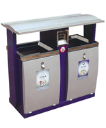 戶外藍(lán)色鋼制分類垃圾桶HT-GZ4560