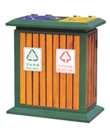 戶外雙桶木條分類果皮箱HT-GM6130