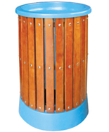 圓形戶外鋼木垃圾筒HT-GM6180