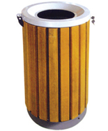 上投口圓形鋼木垃圾桶HT-GM6210