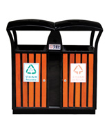 雙桶分類鋼木垃圾箱HT-GM6310