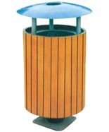 圓形戶外鋼木垃圾桶HT-GM6360