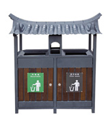 仿古分類鋼木垃圾桶HT-GM6410