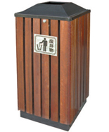 上投口鋼木單桶垃圾桶HT-GM6600