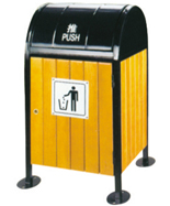 推蓋式木條單桶鋼木果皮箱HT-GM6690