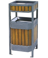 戶(hù)外長(zhǎng)方形鋼木垃圾桶HT-GM6740